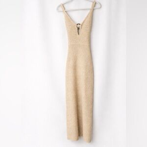 Mable Crochet Backless Tan Maxi Dress Size Small